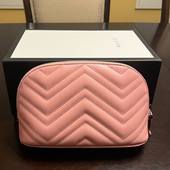New Gucci Marmont GG Logo Pink Pouch Clutch Bag - Picture 5 of 9